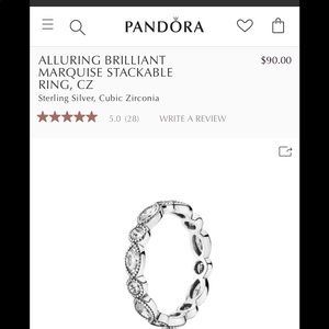 Pandora Stackable ring. Brilliant Marquise. CZ.